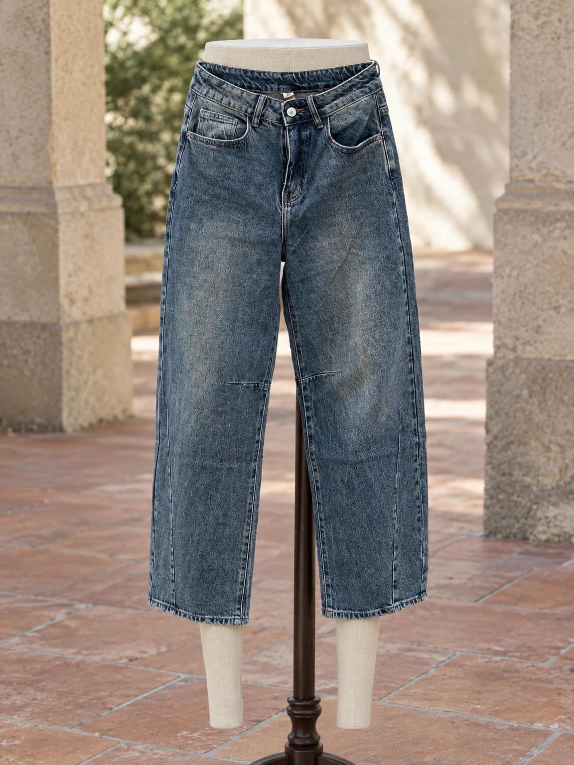 Jeans wide leg denim slavato