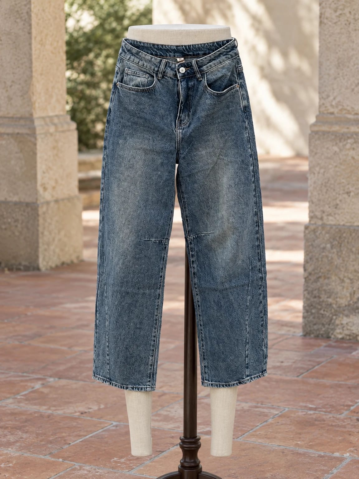 Jeans wide leg denim slavato
