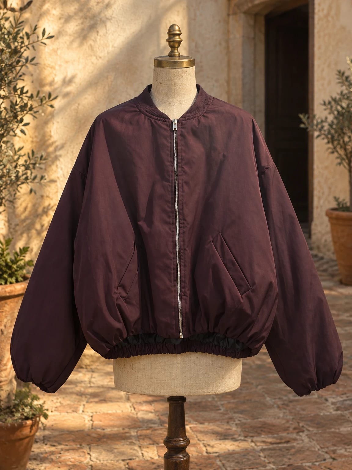 Bomber ampio con maniche arricciate