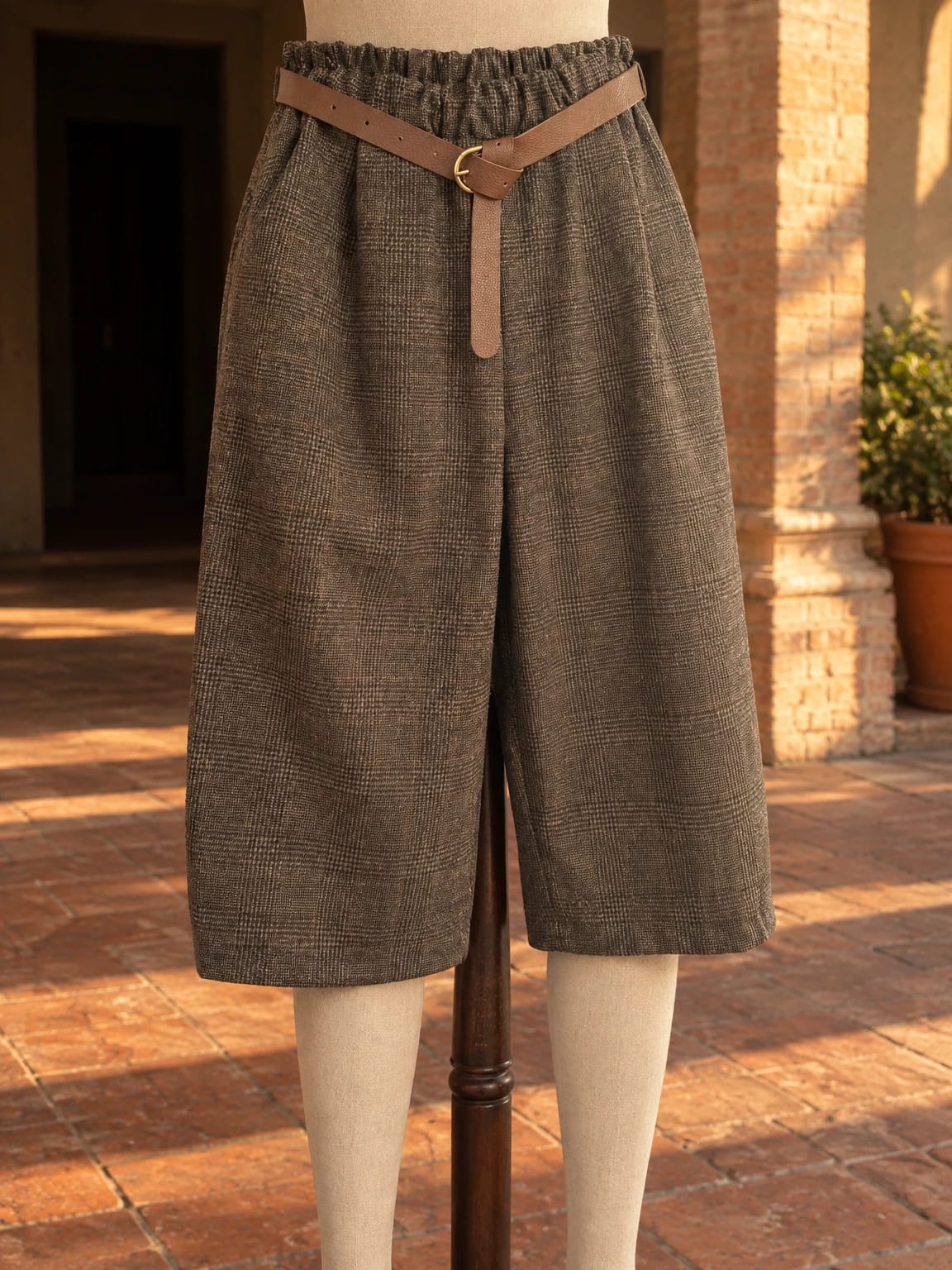 Pantaloni a quadri con cintura