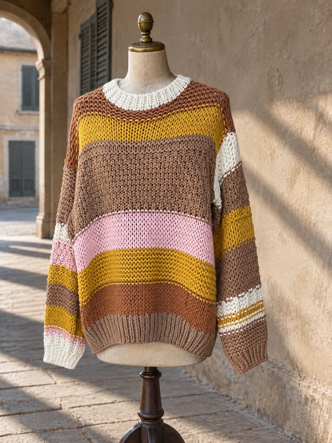 Maglione a righe in maglia grossa