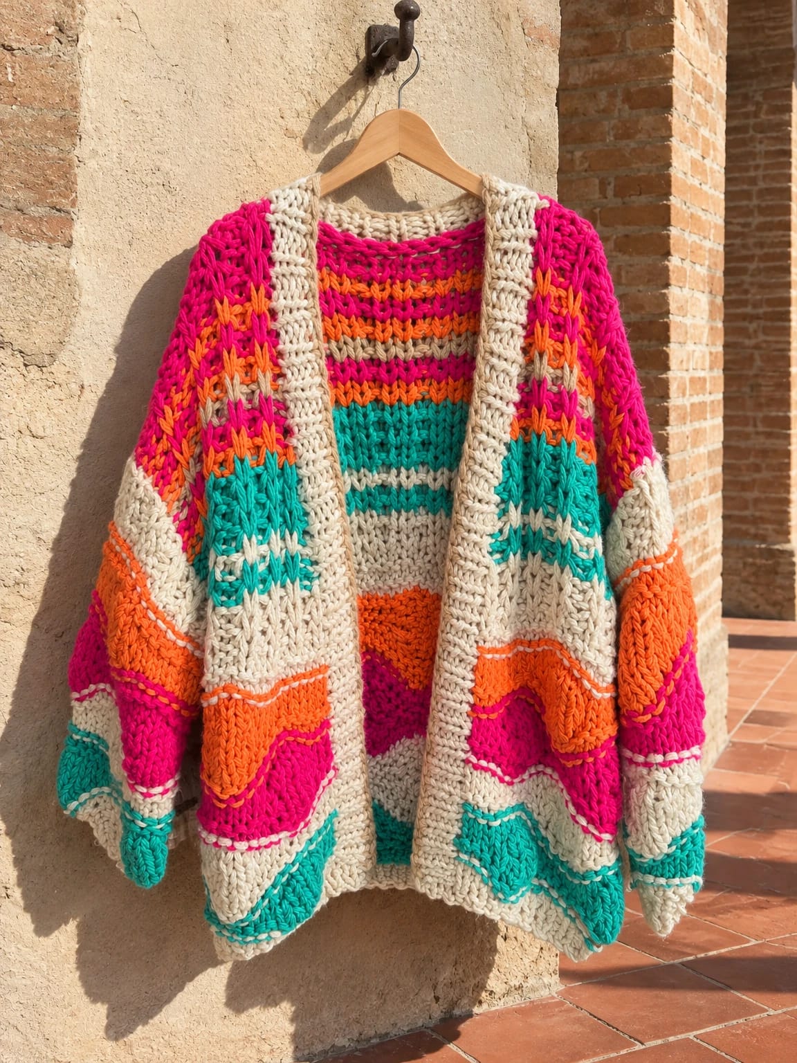 Cardigan in maglia multicolore