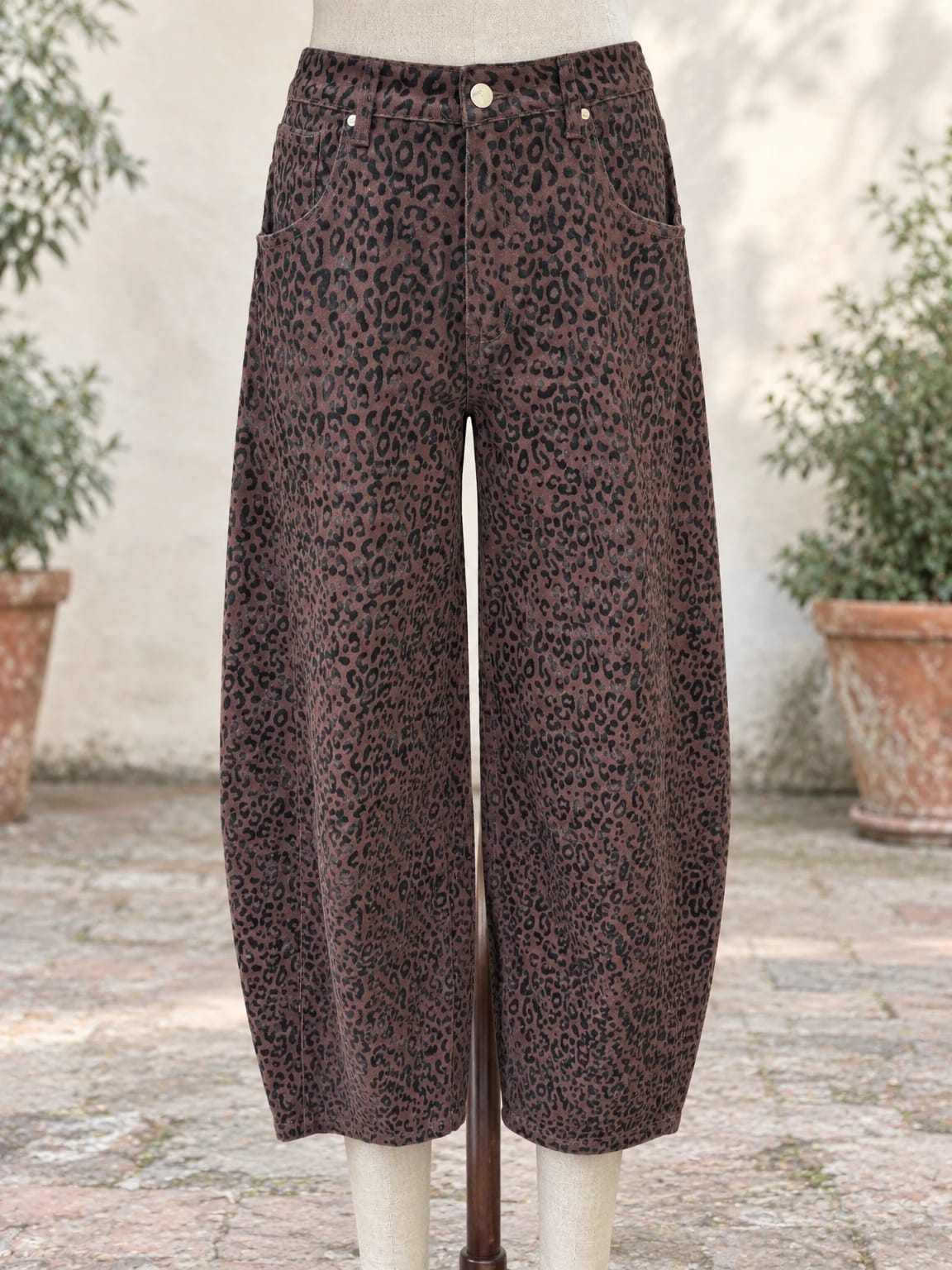 Pantaloni leopardati Ballon a gamba ampia