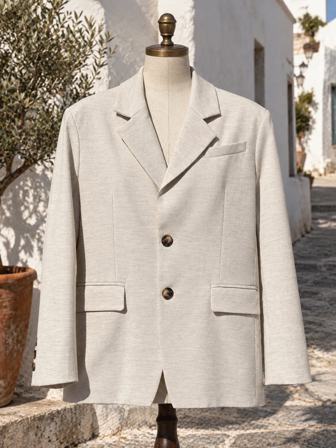 Blazer monopetto con tasche a patta