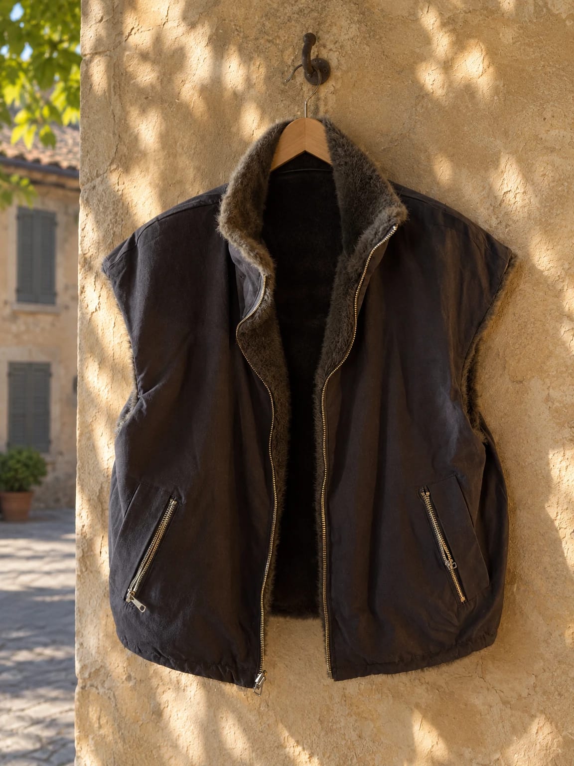 Giacca marrone con interno effetto pelliccia