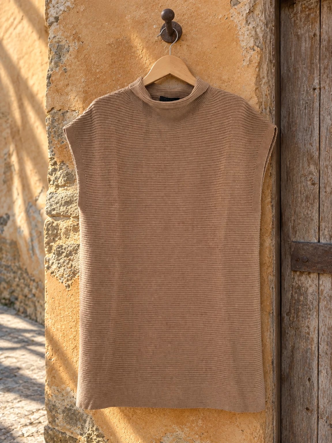Maglia senza maniche a punto grana di riso