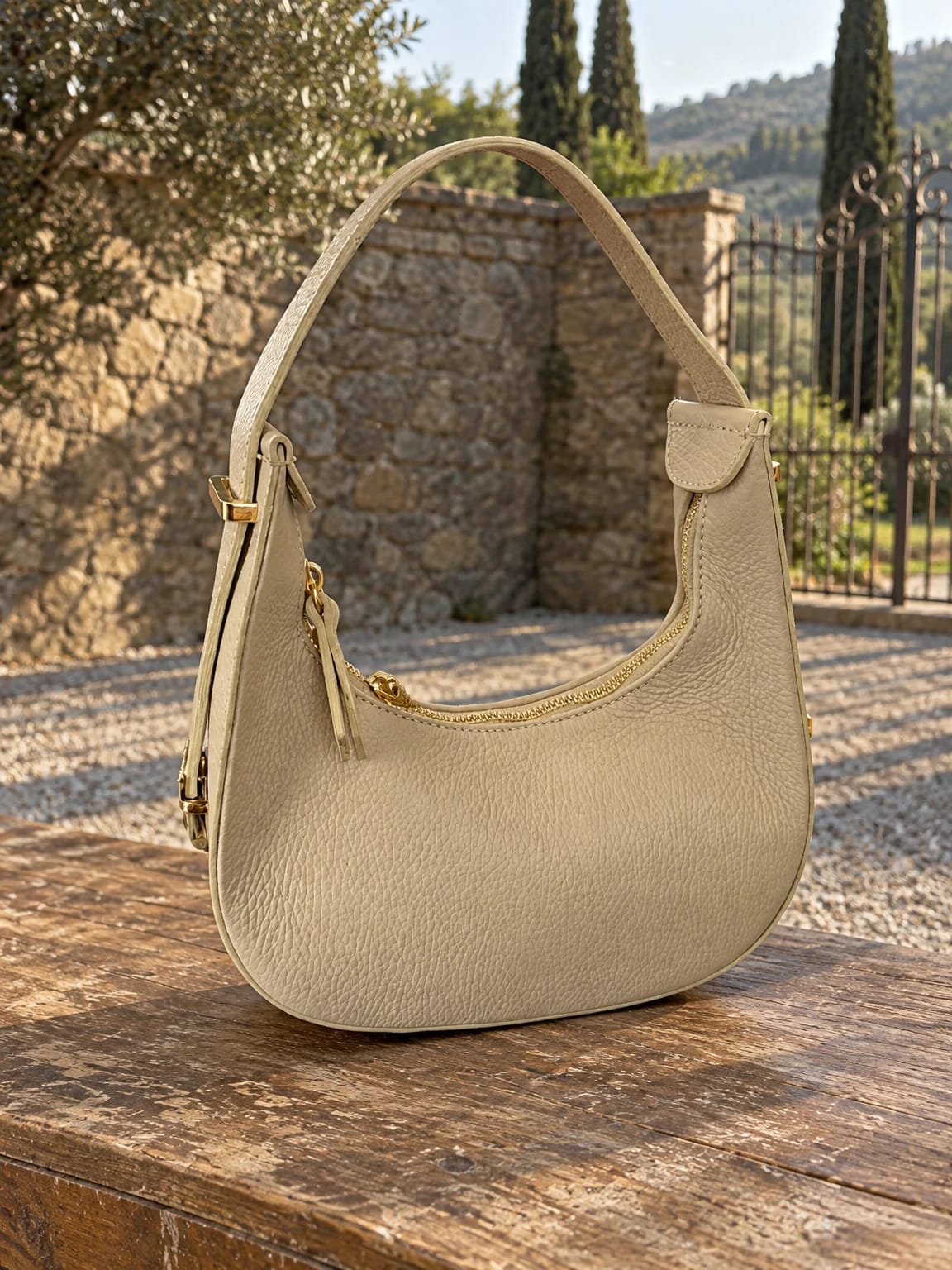 Borsa a spalla panna mezzaluna